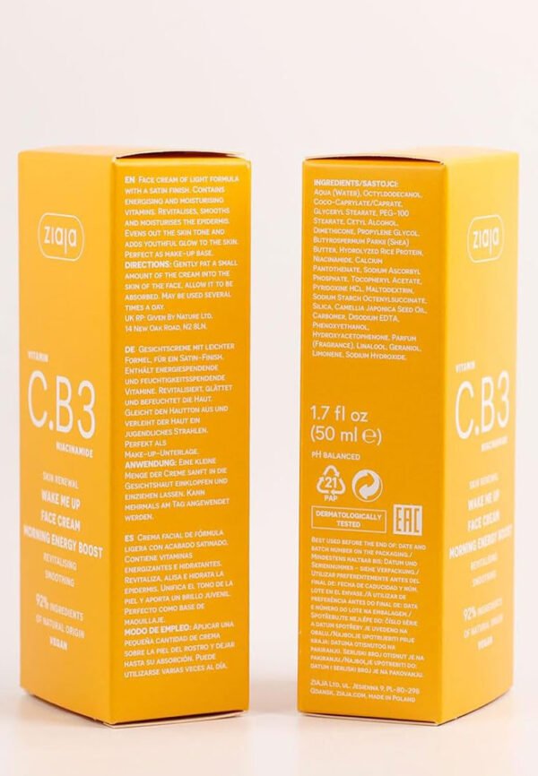 Ziaja Vitamin C.B3 NIACINAMIDA Wake Me Up Revitalising Day Cream 50 ml - Image 2